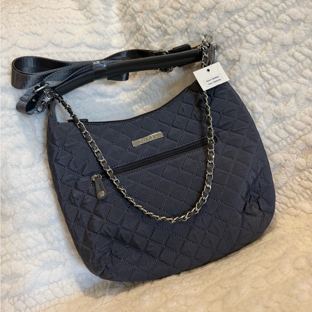 Dark GREY Quilted Shoulder Bag with Crossbody strap 🩶NWT🩶